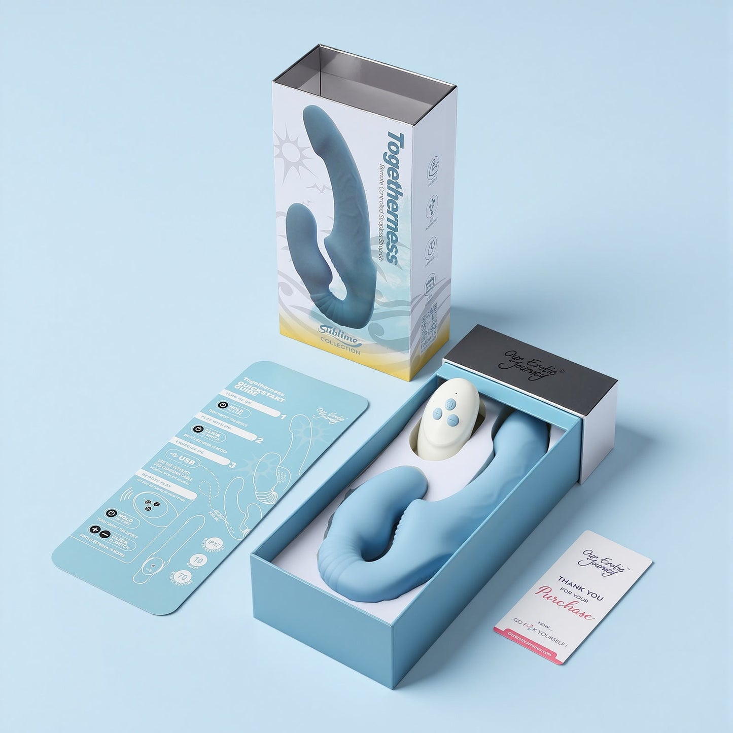 Togetherness|Remote Triple-Motor Strapless Strap-On-Blue