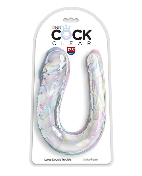King Cock Clear Large Double Trouble Dildo | 17.5" Clear
