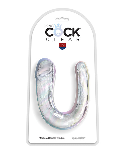 King Cock Clear Medium Double Dildo | 13" Clear