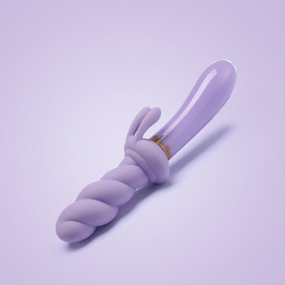Vibrador de cristal ecológico Jade TWIST con forma de conejo
