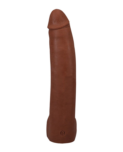 Alex Jones 11 inch exact replica dildo side view featuring Vac-U-Lock suction cup base