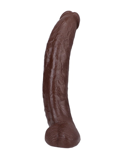 Front angle view of the massive Brickzilla dual density molded clone dildo