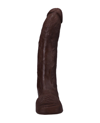 Lifelike Dredd 13.5 inch exact replica dildo side profile view showing realistic veins and curve