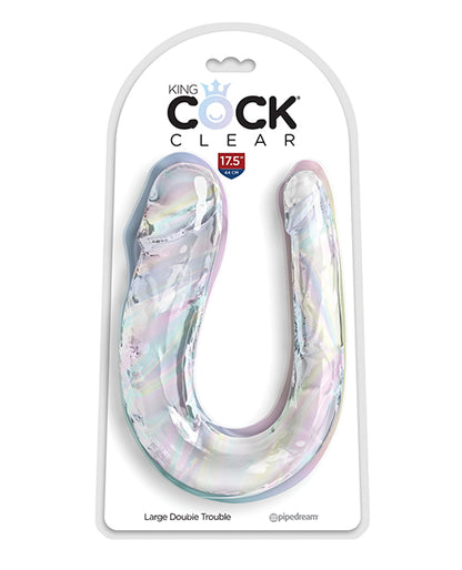 King Cock Clear Large Double Trouble Dildo | 17.5" Clear