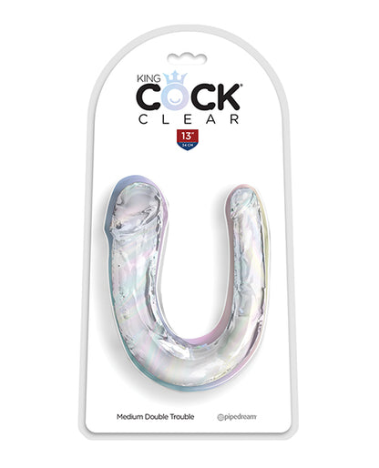 King Cock Clear Medium Double Dildo | 13" Clear