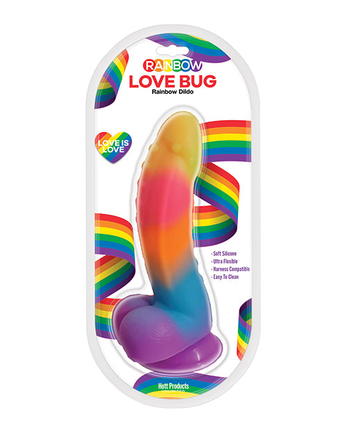 Love Bug Rainbow Silicone Dildo | 7" Suction Cup Toy