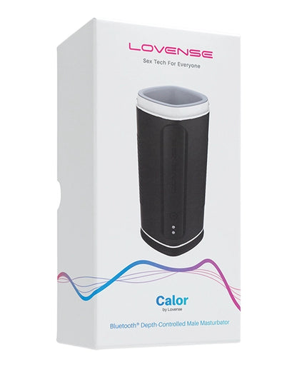 Box of Lovense Calor male masturbator on a white background