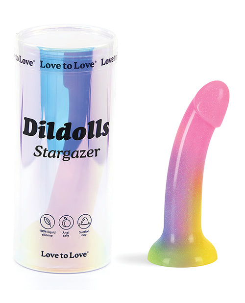 Love to Love Dildolls Stargazer Silicone Dildo | Gradient Rainbow with Glitter