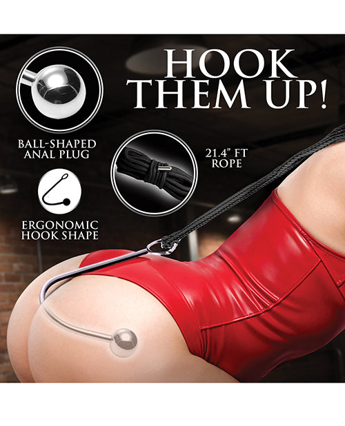 Master Series Roped Anal Hook with Rope | Stainless Steel BDSM Toy