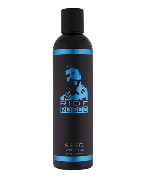 Black bottle with blue accents featuring 'Ride Rocco' branding on a white background