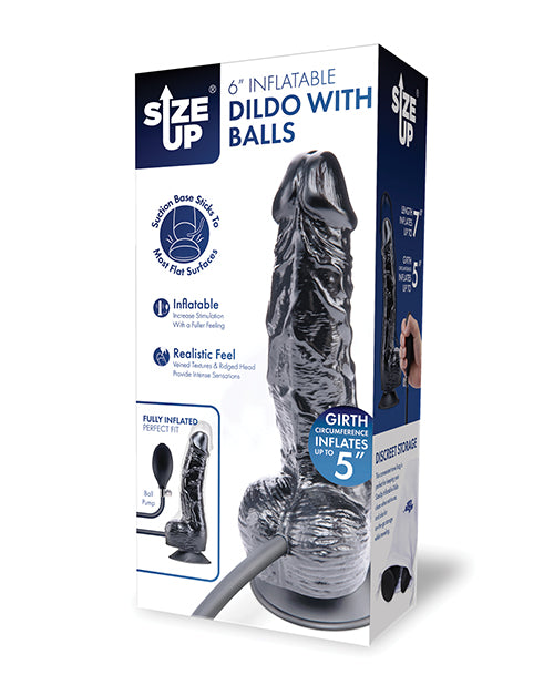 Size Up 6" Inflatable Dildo with Balls | Realistic Suction Cup Toy