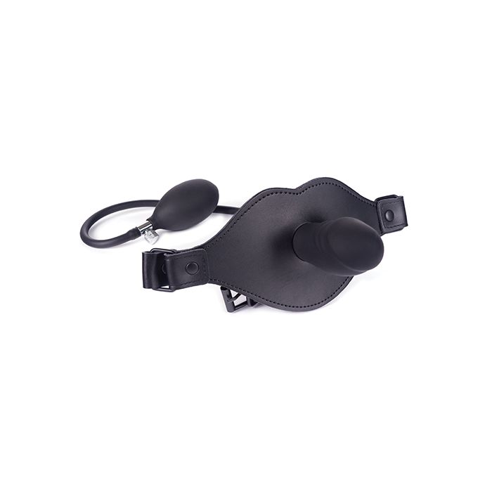 Spartacus Inflatable Dildo Gag with Hand Pump | Leather & Silicone BDSM Gear