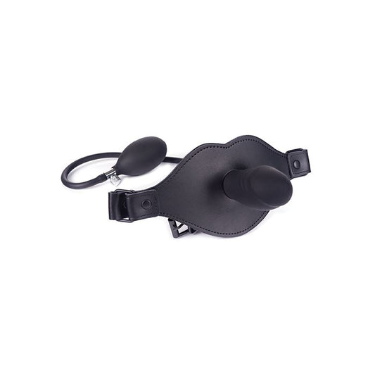 Spartacus Inflatable Dildo Gag with Hand Pump | Leather & Silicone BDSM Gear