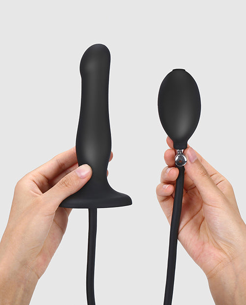 Strap On Me Inflatable Dildo Plug | Black Liquid Silicone