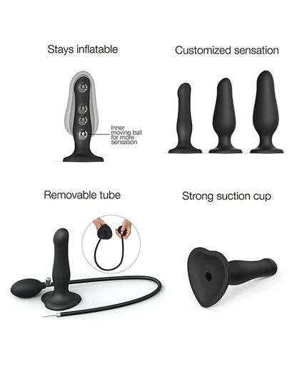 Strap On Me Inflatable Dildo Plug | Black Liquid Silicone